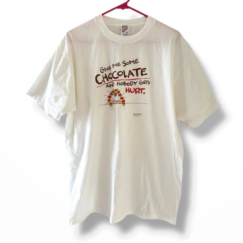 Vtg 90s Shoebox Greetings Give Me Some Chocolate Nobody Gets Hurt T-Shirt Sz XL